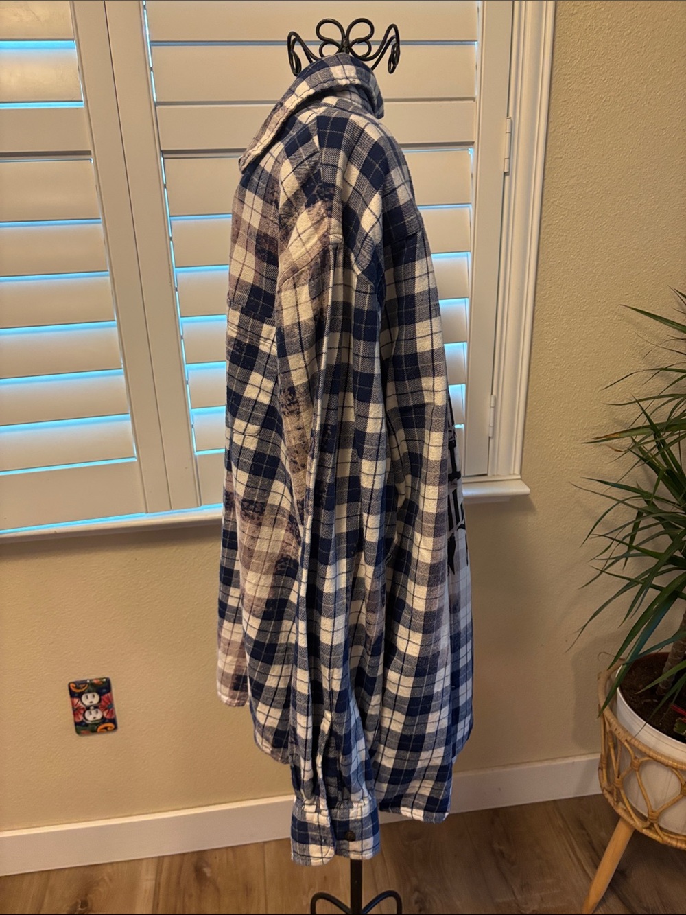 Handmade one of a kind Distressed Flannel Shirt Hardy Jelly Roll Wallen - Picture 5 of 6